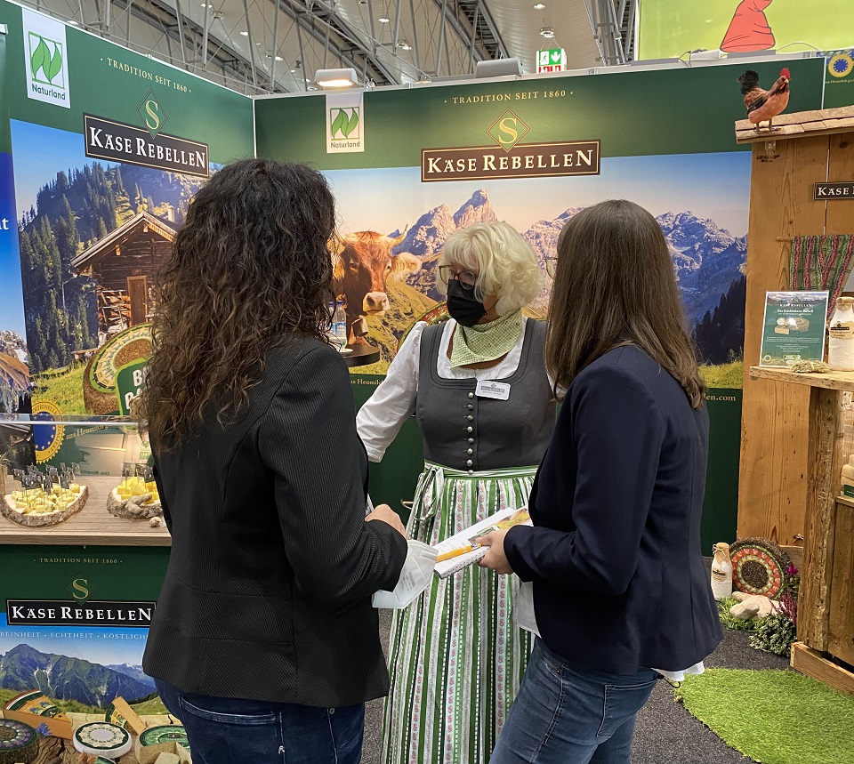 Naturland and Partners booth Käserebellen at  BioNord 2021 trade fair in Hanover, Germany